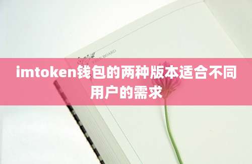 imtoken钱包的两种版本适合不同用户的需求