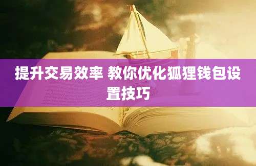 提升交易效率 教你优化狐狸钱包设置技巧